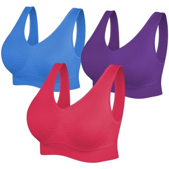 3 Pack Seamless Removable Pads Sleep Bras,Yoga Bra,Sports Bras - Picture 1 of 5